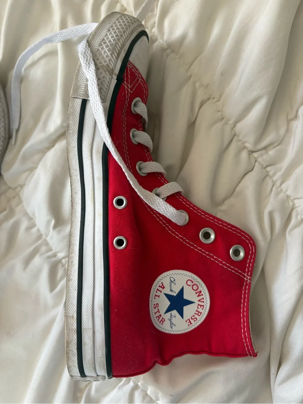 Converse Red High-Top Canvas Sneakers with White Accents